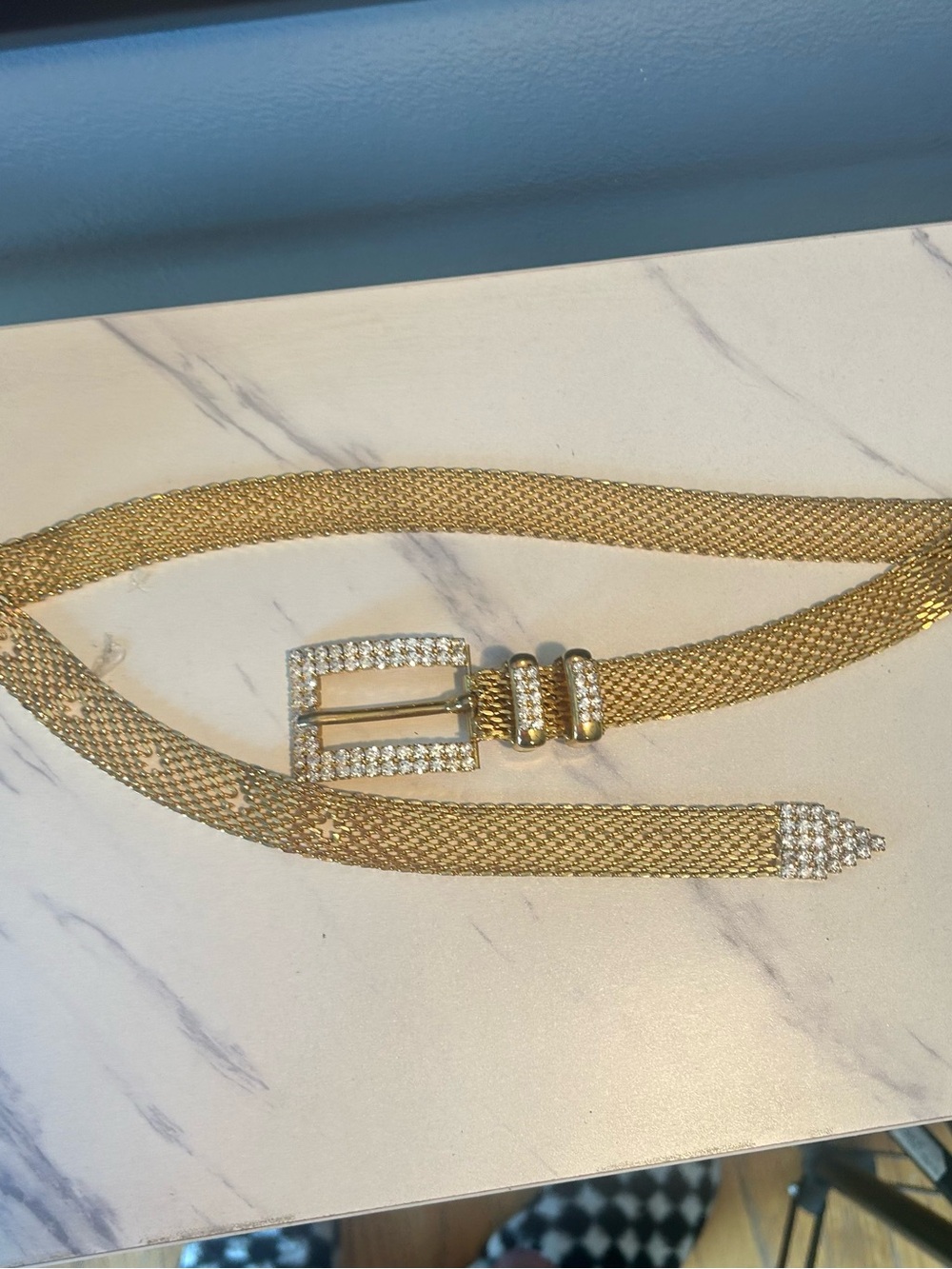 Vintage Beautiful Gold Mesh with Rhinestone Crystal Women's Belt